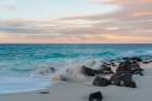 Indian Ocean surf crashing onto rocks on tropical beach at sunset Anse Bambous Beach-Seychelles Coastal Print